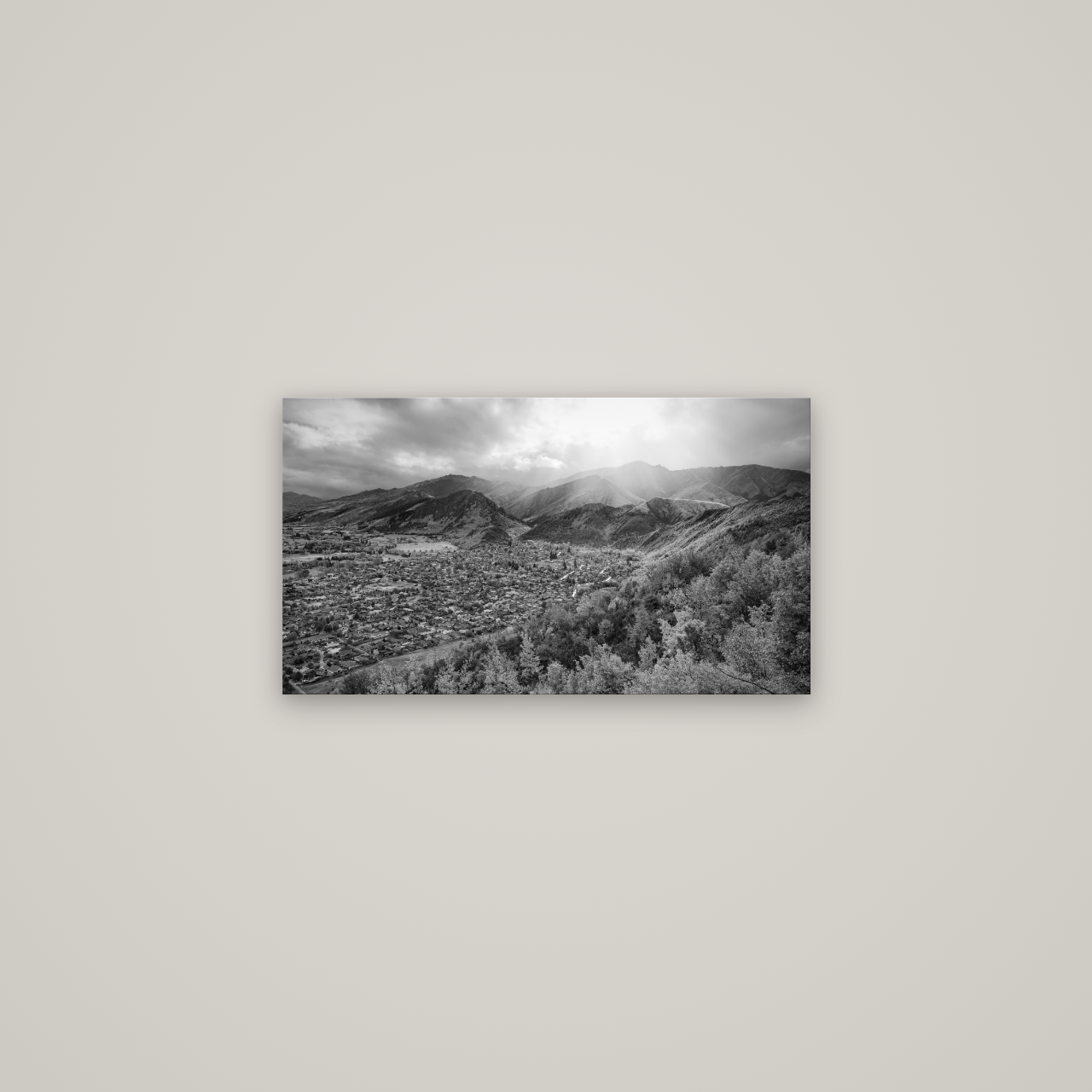 Light Over the Valley, Arrowtown — No frame, 64×36 cm. New Zealand fine art wall art by Stephen Milner.