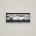 Majestic Guardians, Monument Valley Sunset Spectacle — Basel Black, 113×40 cm. New Zealand fine art wall art by Stephen Milner.