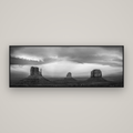 Majestic Guardians, Monument Valley Sunset Spectacle — Basel Black Matte, 198×70 cm. New Zealand fine art wall art by Stephen Milner.