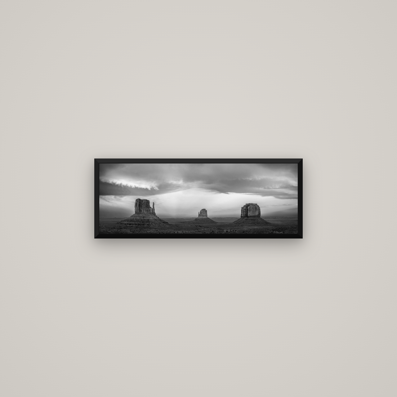 Majestic Guardians, Monument Valley Sunset Spectacle — Basel Black Matte, 68×24 cm. New Zealand fine art wall art by Stephen Milner.