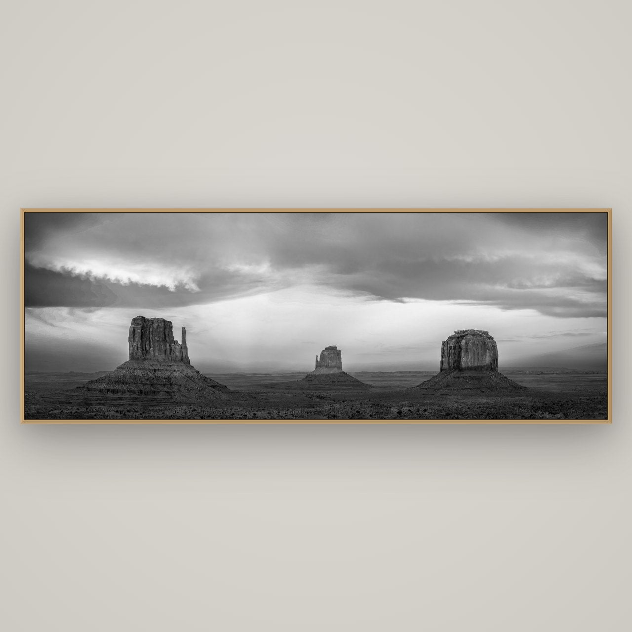 Majestic Guardians, Monument Valley Sunset Spectacle, Basel Natural Oak, 198×70 cm. New Zealand fine art wall art by Stephen Milner.