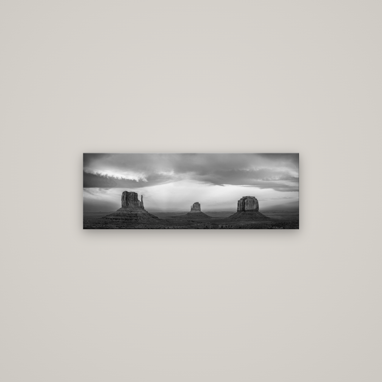 Majestic Guardians, Monument Valley Sunset Spectacle — No frame, 85×30 cm. New Zealand fine art wall art by Stephen Milner.