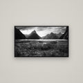 Majestic Mountains, Milford Sound — Basel Black, 107×60 cm. New Zealand fine art wall art by Stephen Milner.