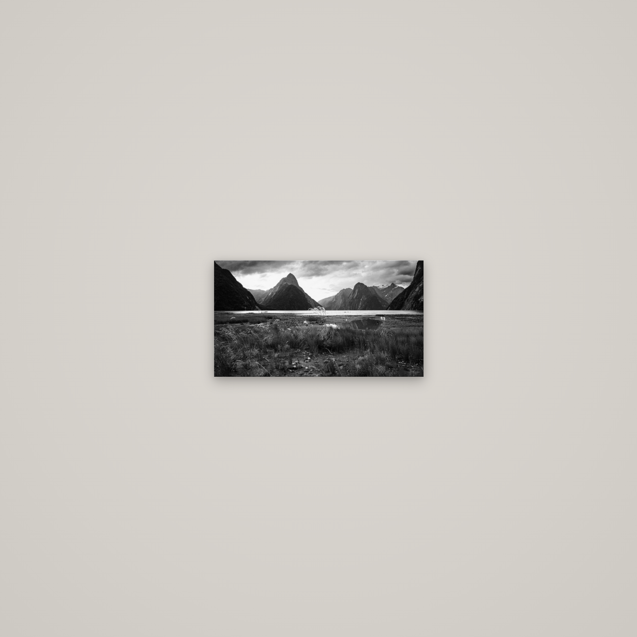 Majestic Mountains, Milford Sound — No frame, 27×15 cm. New Zealand fine art wall art by Stephen Milner.