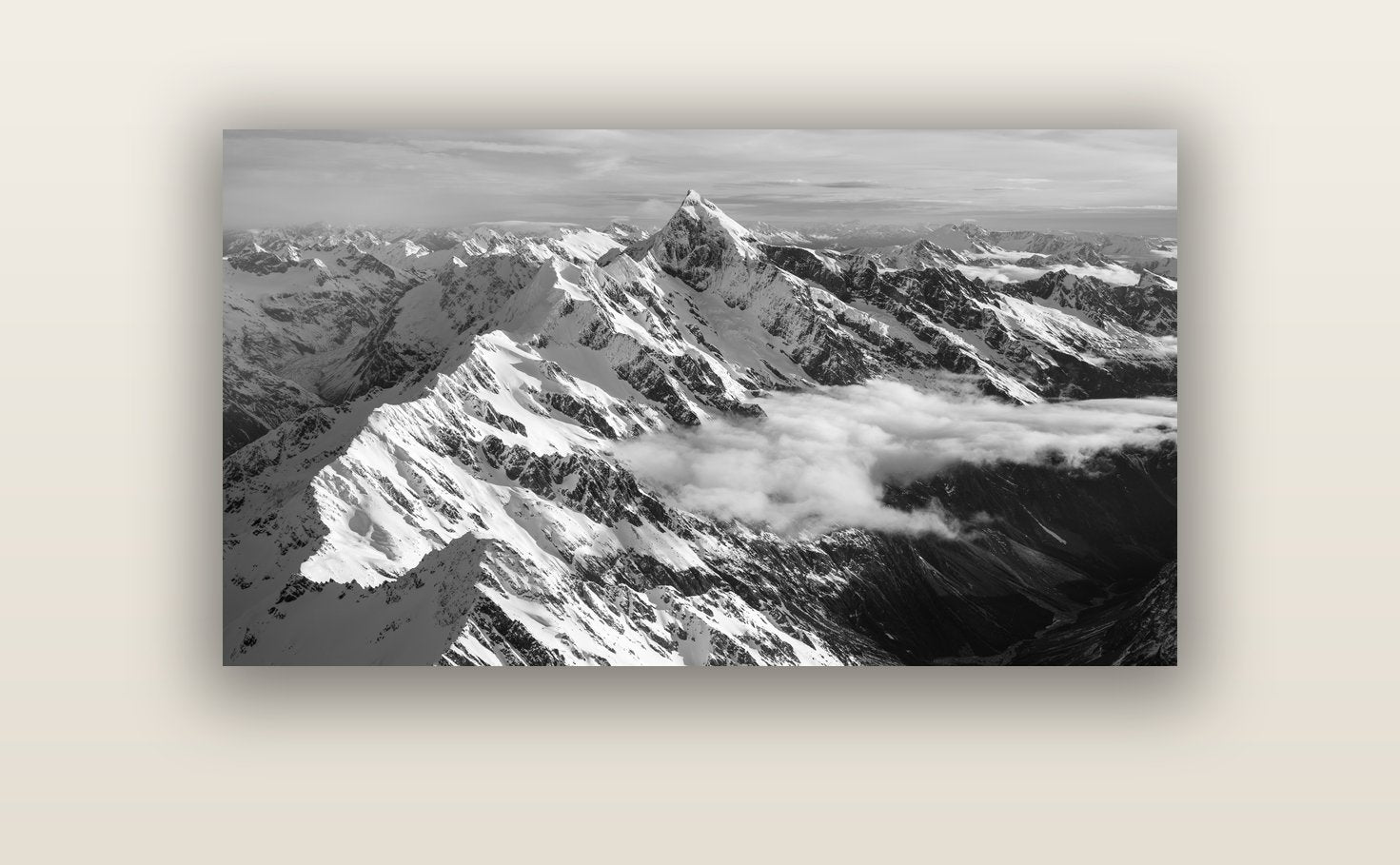 Majestic Reverie, Mount Sefton's Sunset Serenade — acrylic glass print, 122 × 61 cm. New Zealand fine art landscape wall art by Stephen Milner.