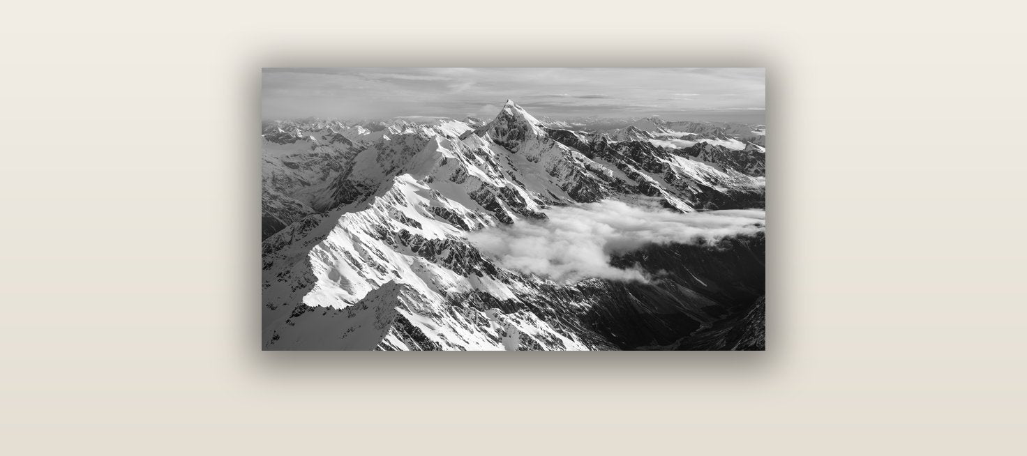 Majestic Reverie, Mount Sefton's Sunset Serenade — acrylic glass print, 61 × 30 cm. New Zealand fine art landscape wall art by Stephen Milner.