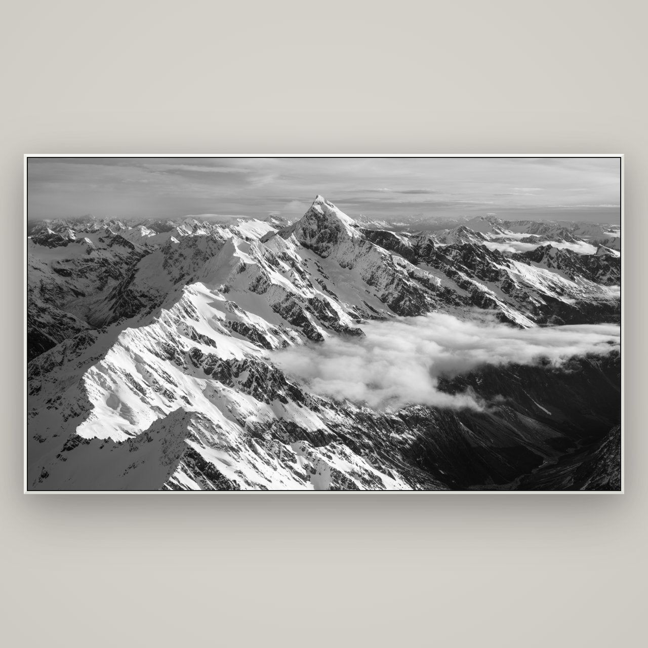 Majestic Reverie, Mount Sefton's Sunset Serenade — ArtBox White, 196×110 cm. New Zealand fine art wall art by Stephen Milner.