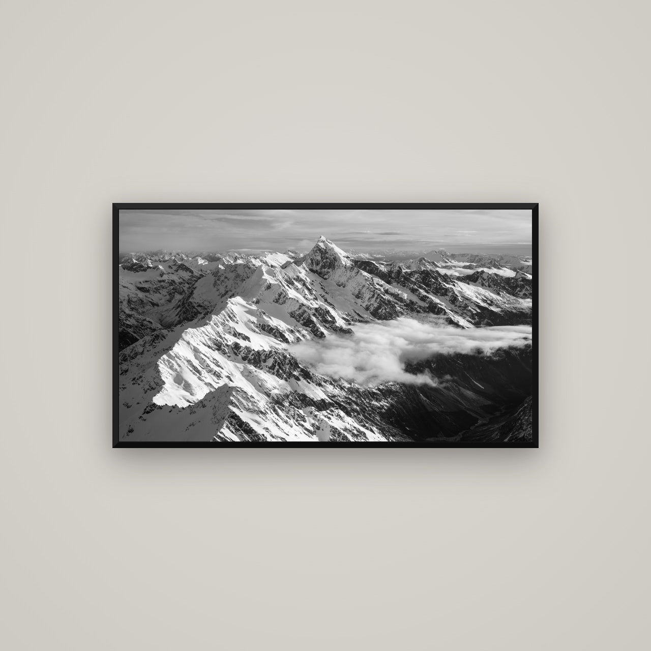 Majestic Reverie, Mount Sefton's Sunset Serenade — Basel Black, 107×60 cm. New Zealand fine art wall art by Stephen Milner.