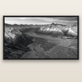 Majestic Solitude, Godley Valley's Embrace — black float frame canvas, 200 × 130 cm. New Zealand fine art landscape wall art by Stephen Milner.