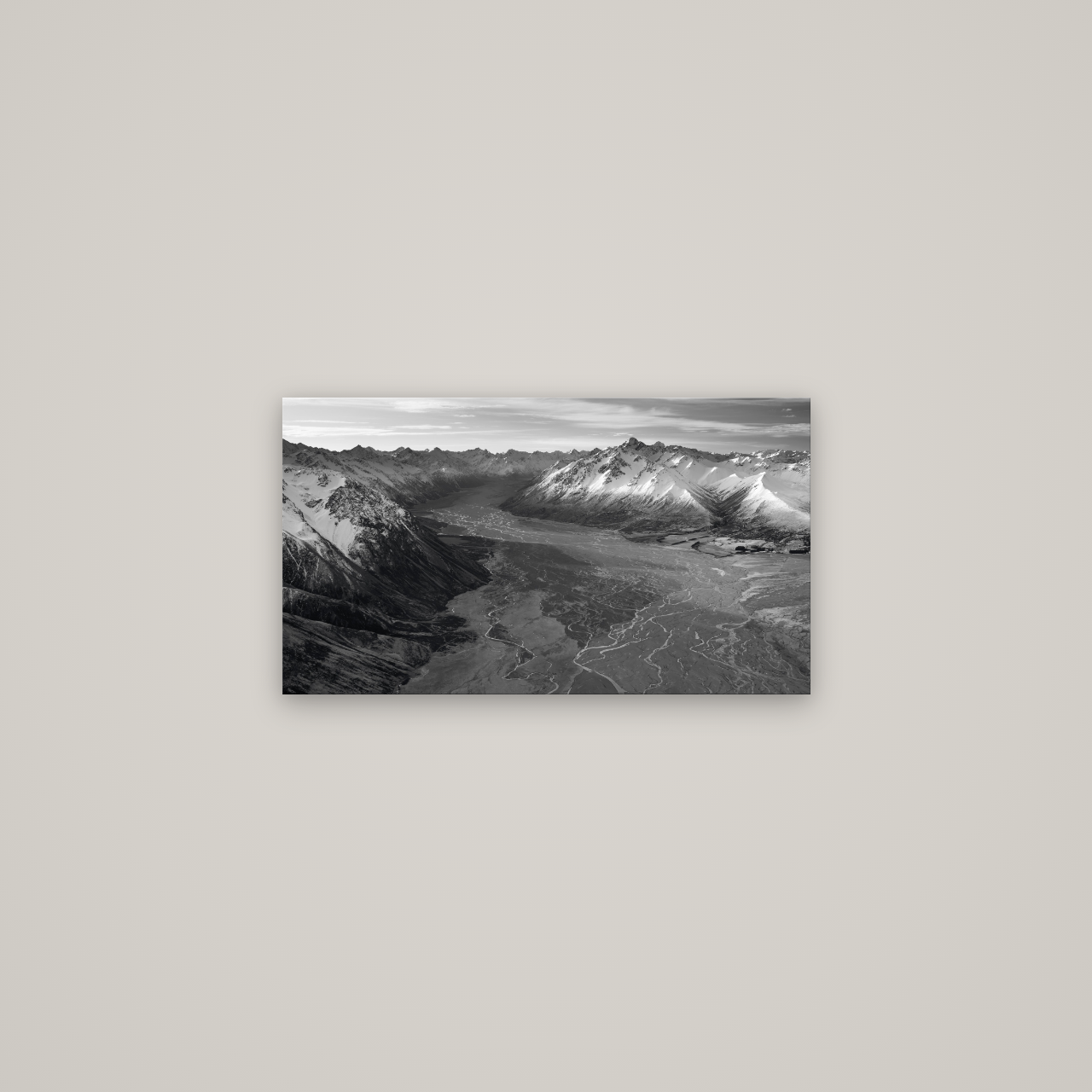 Majestic Solitude, Godley Valley's Embrace — No frame, 64×36 cm. New Zealand fine art wall art by Stephen Milner.