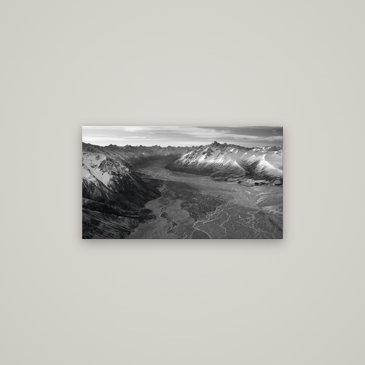 Majestic Solitude, Godley Valley's Embrace — No frame, 80×45 cm. New Zealand fine art wall art by Stephen Milner.