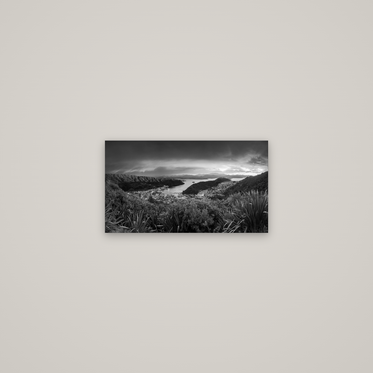Marlborough Dawn Unveiled, Picton — No frame, 53×30 cm. New Zealand fine art wall art by Stephen Milner.