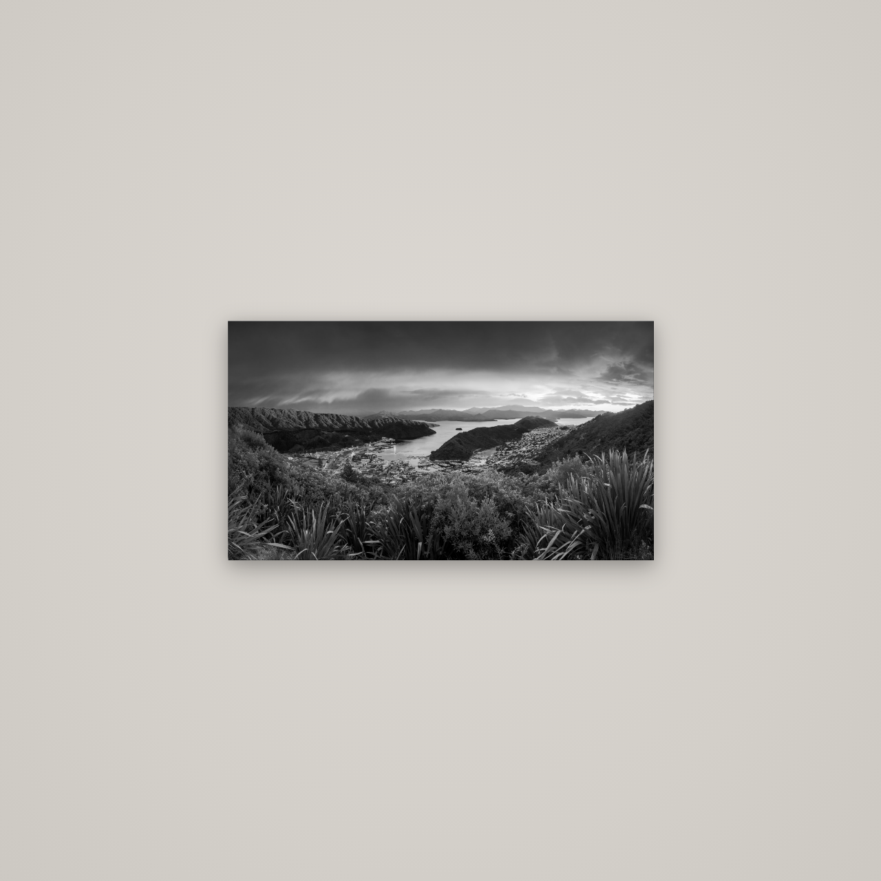 Marlborough Dawn Unveiled, Picton — No frame, 64×36 cm. New Zealand fine art wall art by Stephen Milner.