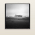 Misty Horizon, Waikato — black float frame canvas, 133 × 133 cm. New Zealand fine art landscape wall art by Stephen Milner.