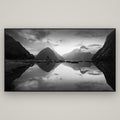 Mitre Peak, Milford Sound — Basel Black Matte, 196×110 cm. New Zealand fine art wall art by Stephen Milner.