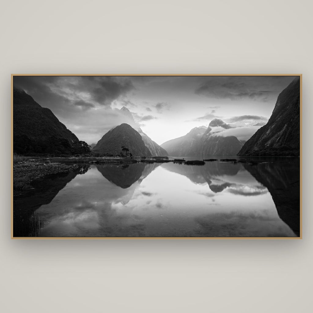 Mitre Peak, Milford Sound, Basel Natural Oak, 196×110 cm. New Zealand fine art wall art by Stephen Milner.