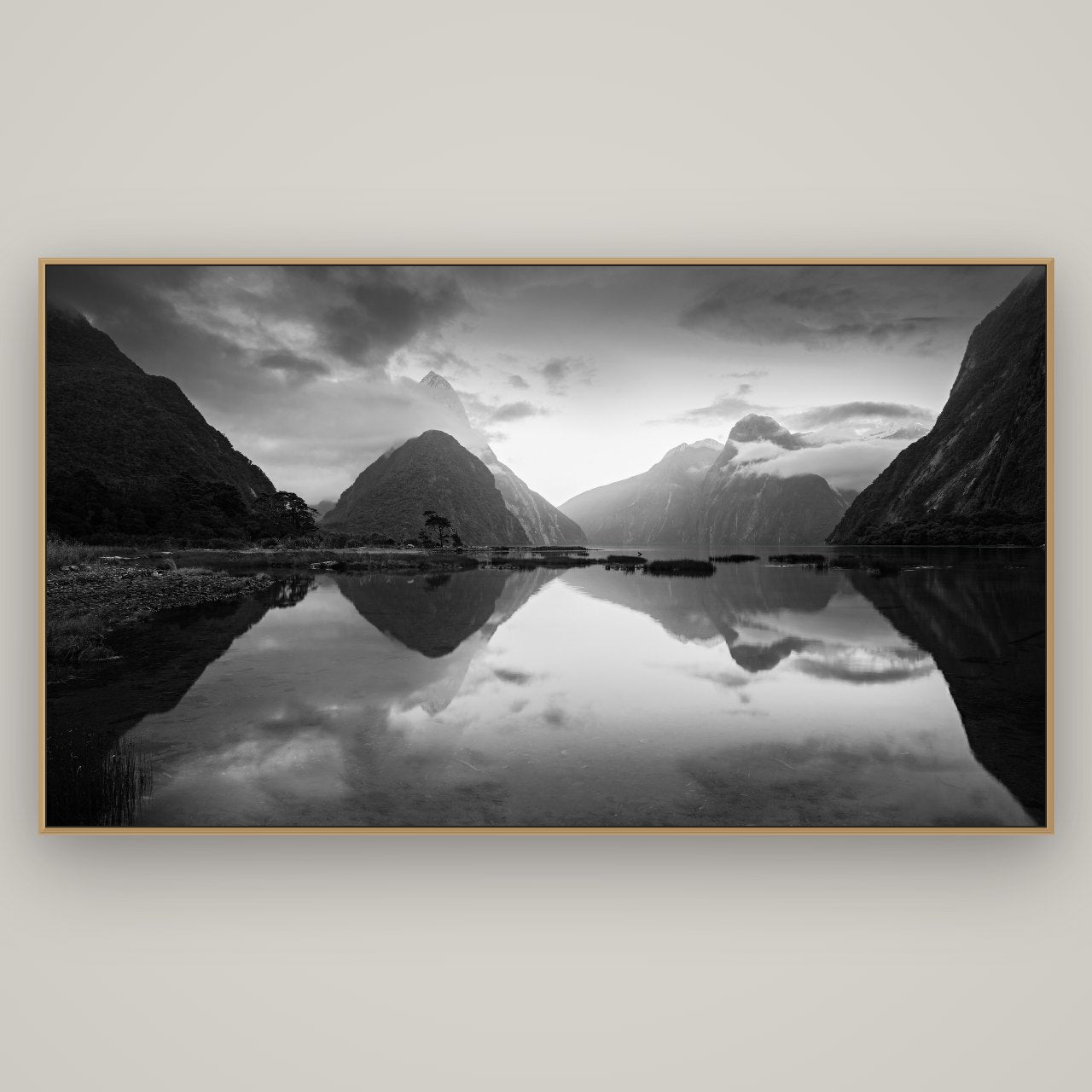 Mitre Peak, Milford Sound, Basel Natural Oak, 196×110 cm. New Zealand fine art wall art by Stephen Milner.