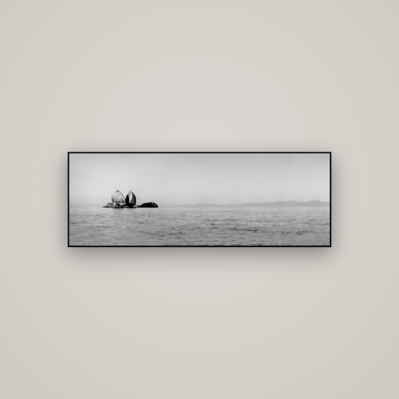 Moonlit Serenity, Split Apple's Secret — ArtBox Black, 113×40 cm. New Zealand fine art wall art by Stephen Milner.