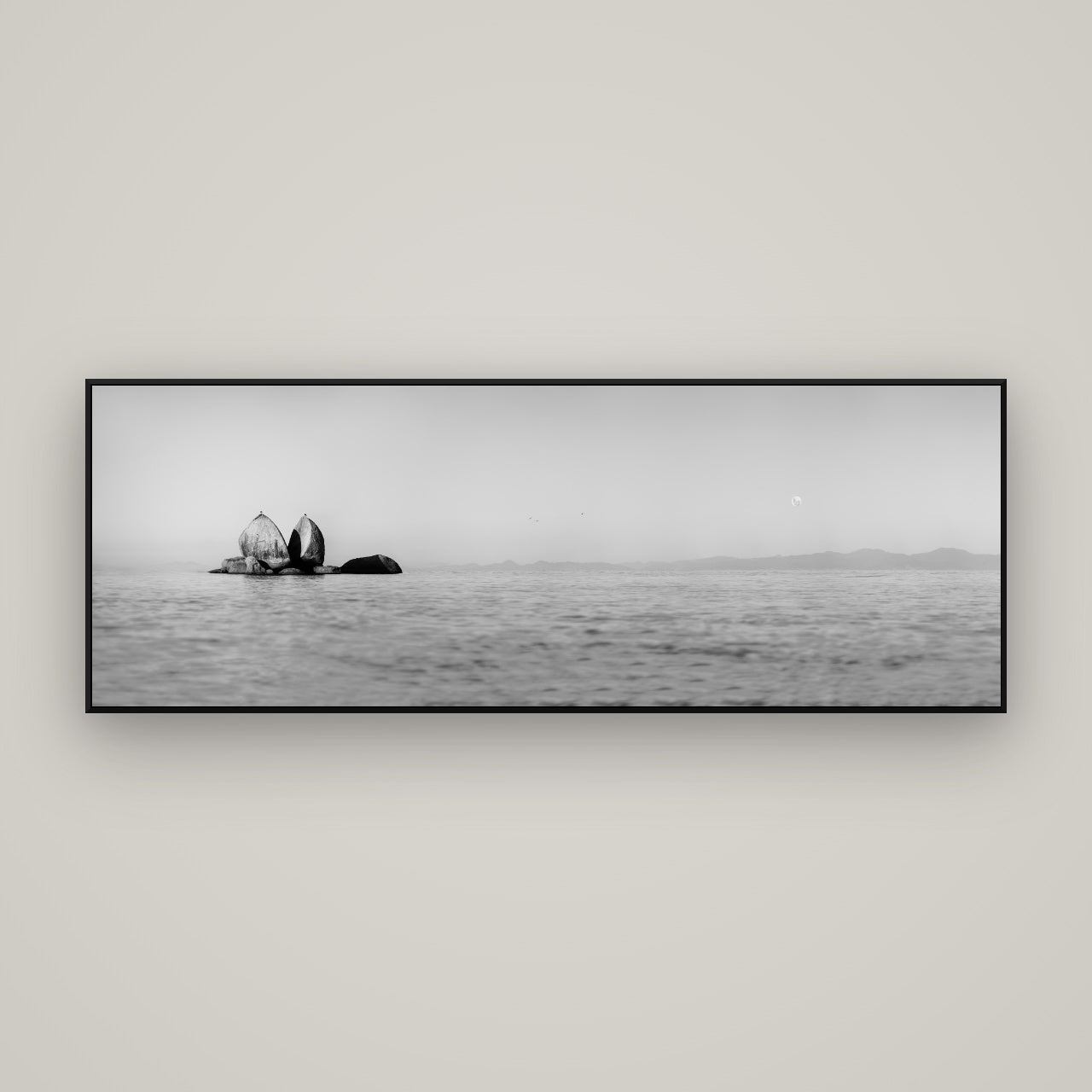 Moonlit Serenity, Split Apple's Secret — ArtBox Black, 170×60 cm. New Zealand fine art wall art by Stephen Milner.