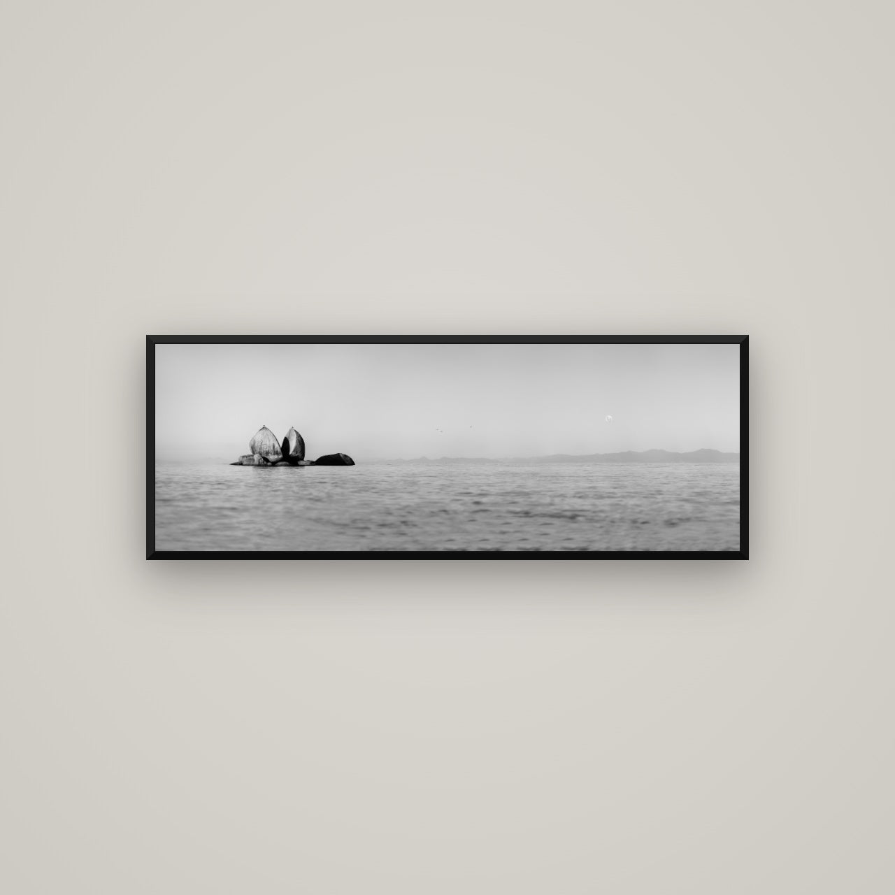 Moonlit Serenity, Split Apple's Secret — Basel Black, 113×40 cm. New Zealand fine art wall art by Stephen Milner.