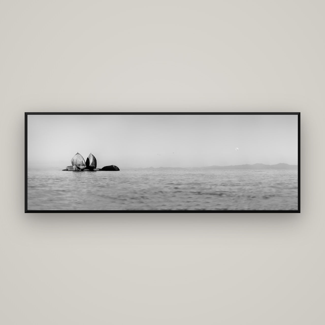 Moonlit Serenity, Split Apple's Secret — Basel Black, 170×60 cm. New Zealand fine art wall art by Stephen Milner.