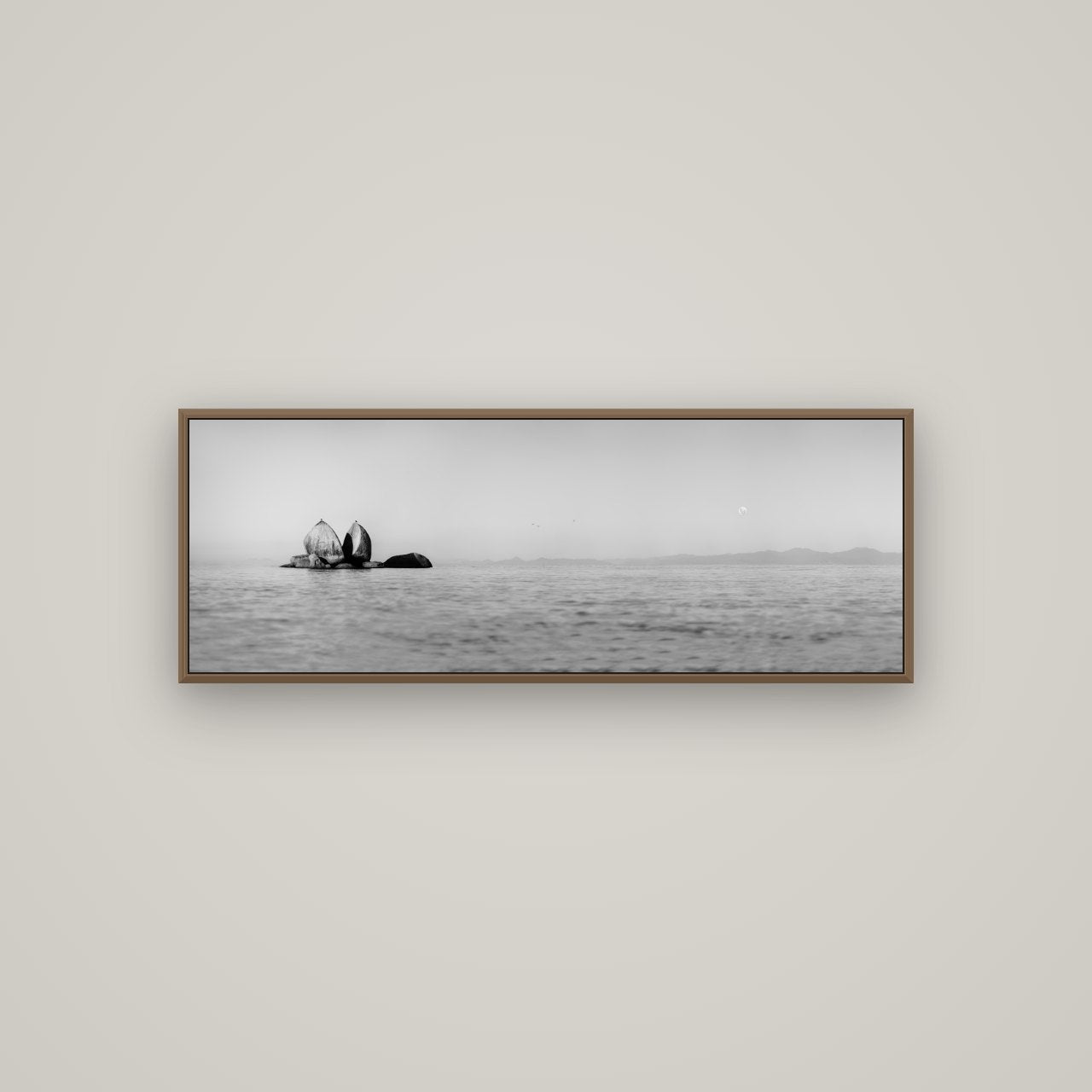 Moonlit Serenity, Split Apple's Secret, Basel Walnut, 113×40 cm. New Zealand fine art wall art by Stephen Milner.