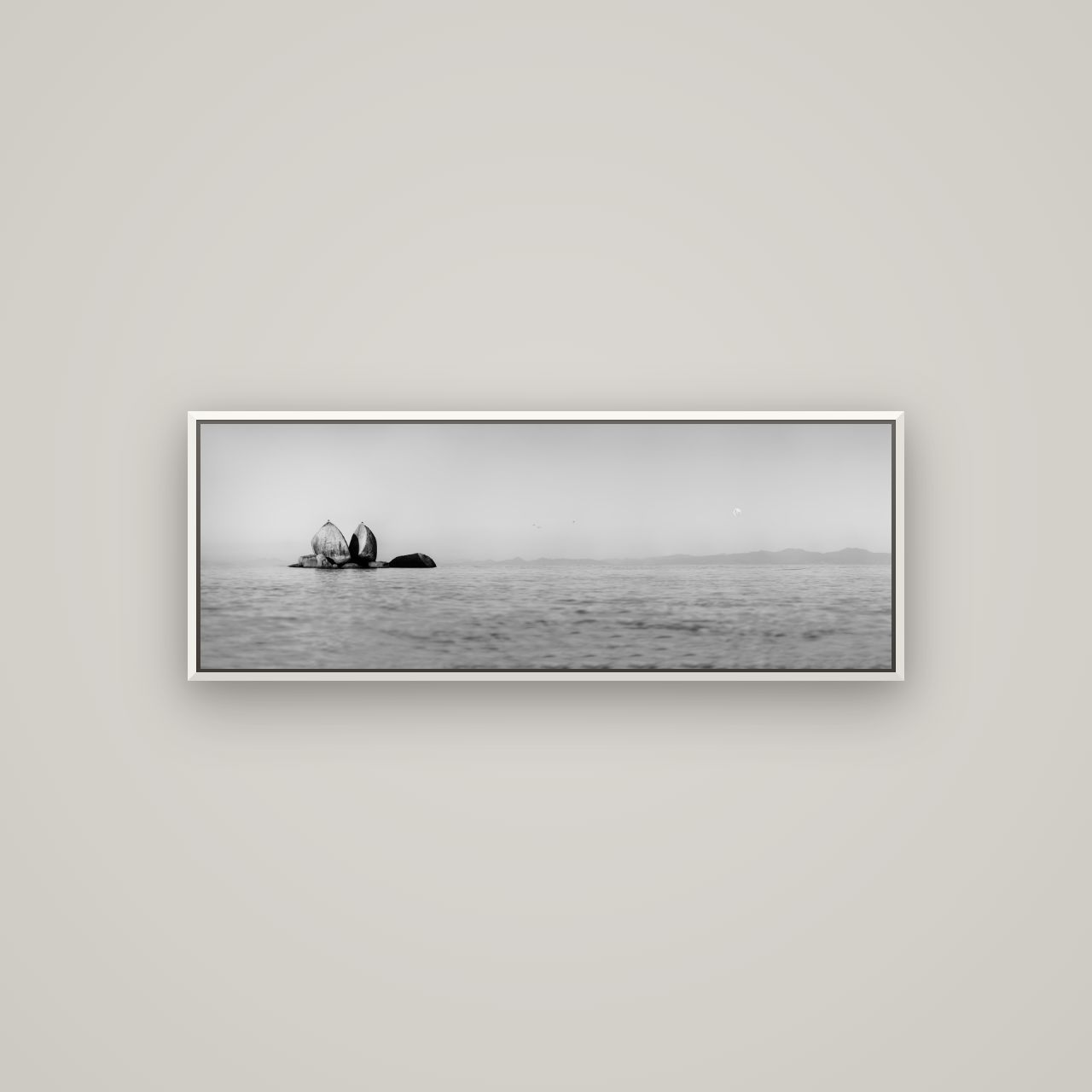 Moonlit Serenity, Split Apple's Secret — Basel White, 113×40 cm. New Zealand fine art wall art by Stephen Milner.