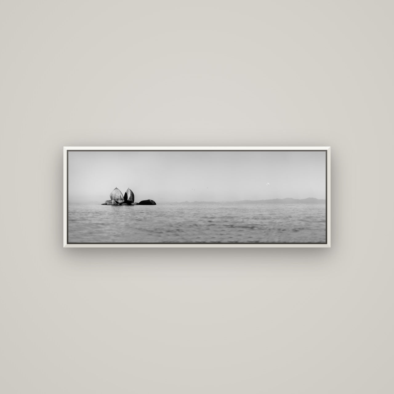 Moonlit Serenity, Split Apple's Secret — Basel White, 113×40 cm. New Zealand fine art wall art by Stephen Milner.