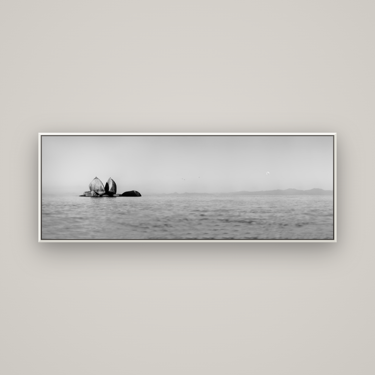 Moonlit Serenity, Split Apple's Secret — Basel White, 170×60 cm. New Zealand fine art wall art by Stephen Milner.