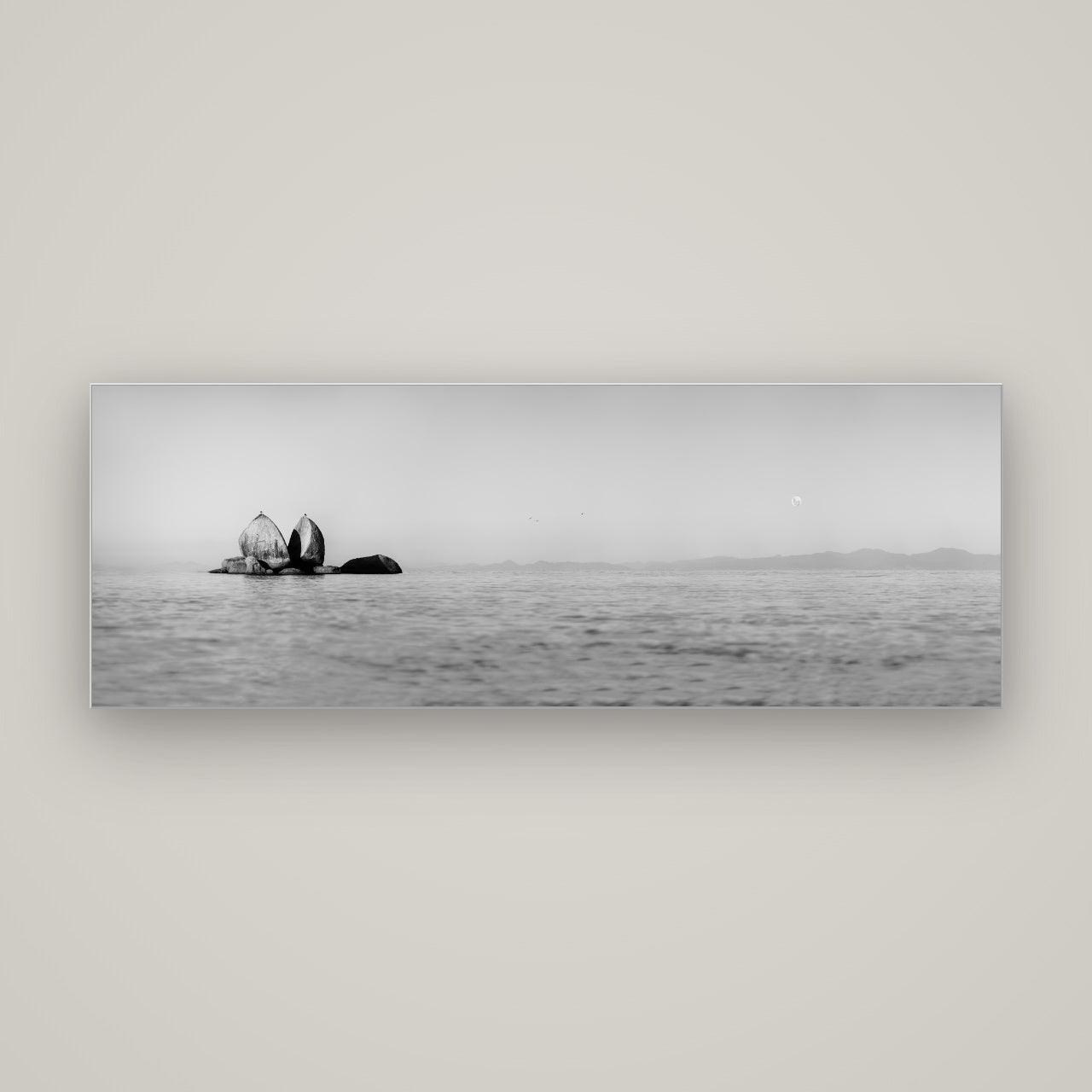 Moonlit Serenity, Split Apple's Secret — Slimline Silver, 170×60 cm. New Zealand fine art wall art by Stephen Milner.