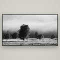 Morning Mist, Fox Valley — Basel Black, 196×110 cm. New Zealand fine art wall art by Stephen Milner.