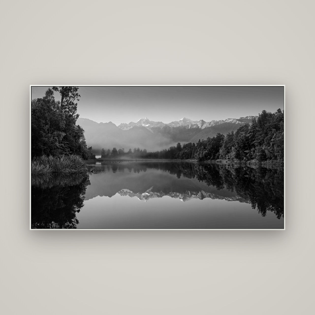Mountain Majesty, West Coast — ArtBox White, 160×90 cm. New Zealand fine art wall art by Stephen Milner.
