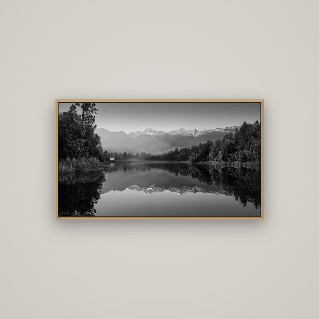 Mountain Majesty, West Coast, Basel Natural Oak, 107×60 cm. New Zealand fine art wall art by Stephen Milner.