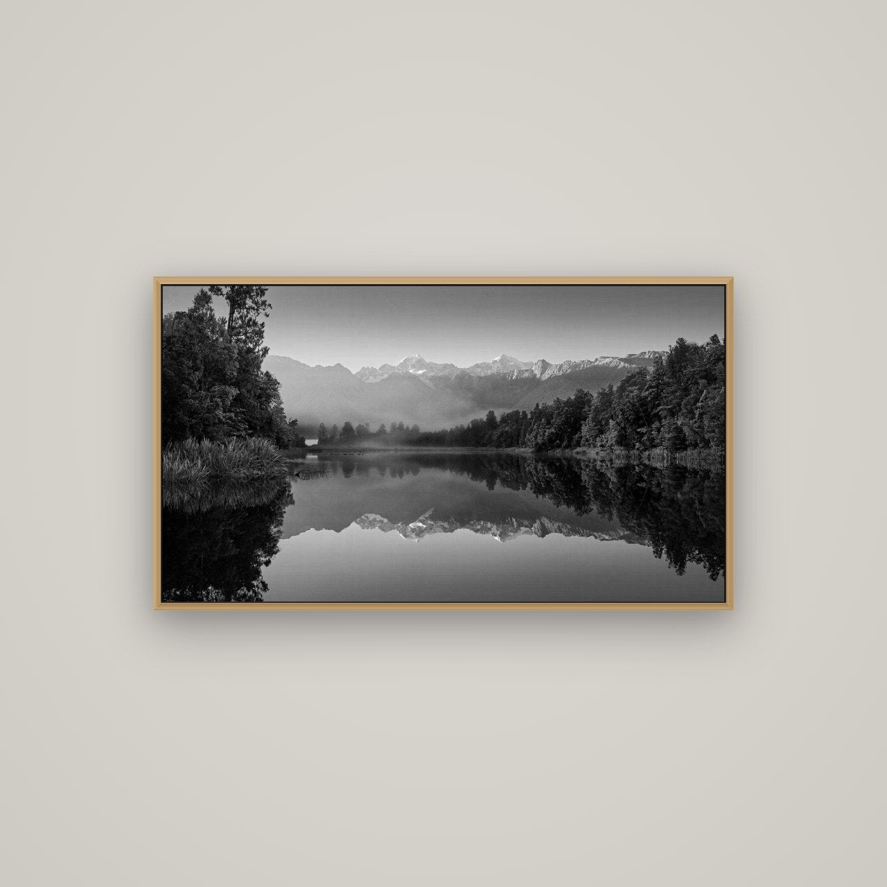 Mountain Majesty, West Coast, Basel Natural Oak, 107×60 cm. New Zealand fine art wall art by Stephen Milner.
