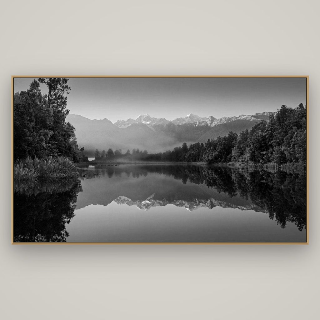 Mountain Majesty, West Coast, Basel Natural Oak, 196×110 cm. New Zealand fine art wall art by Stephen Milner.