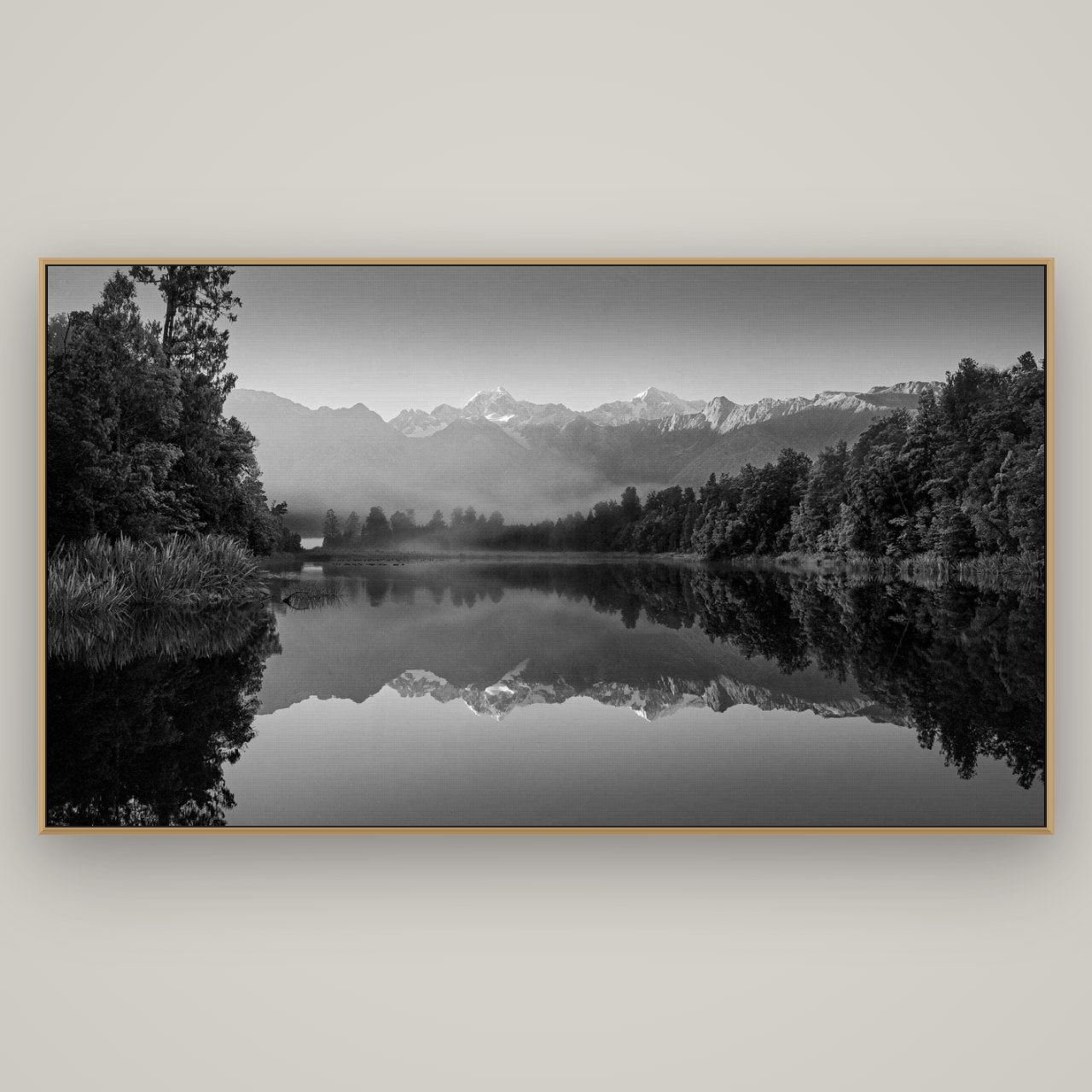 Mountain Majesty, West Coast, Basel Natural Oak, 196×110 cm. New Zealand fine art wall art by Stephen Milner.