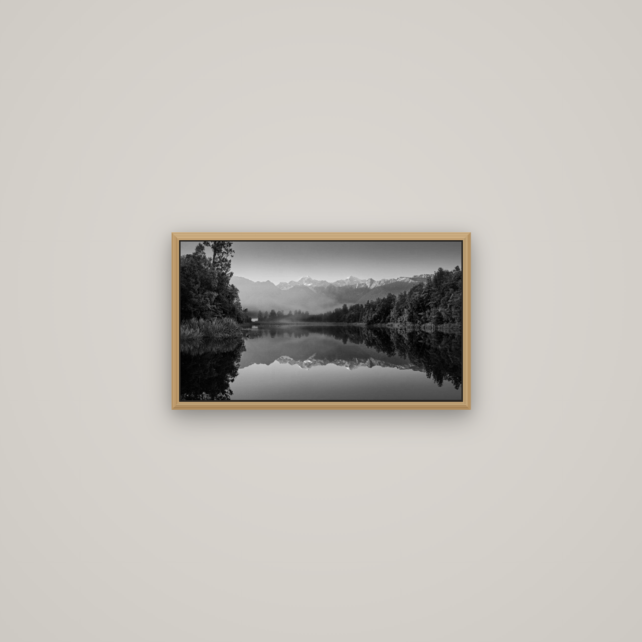Mountain Majesty, West Coast, Basel Natural Oak, 53×30 cm. New Zealand fine art wall art by Stephen Milner.