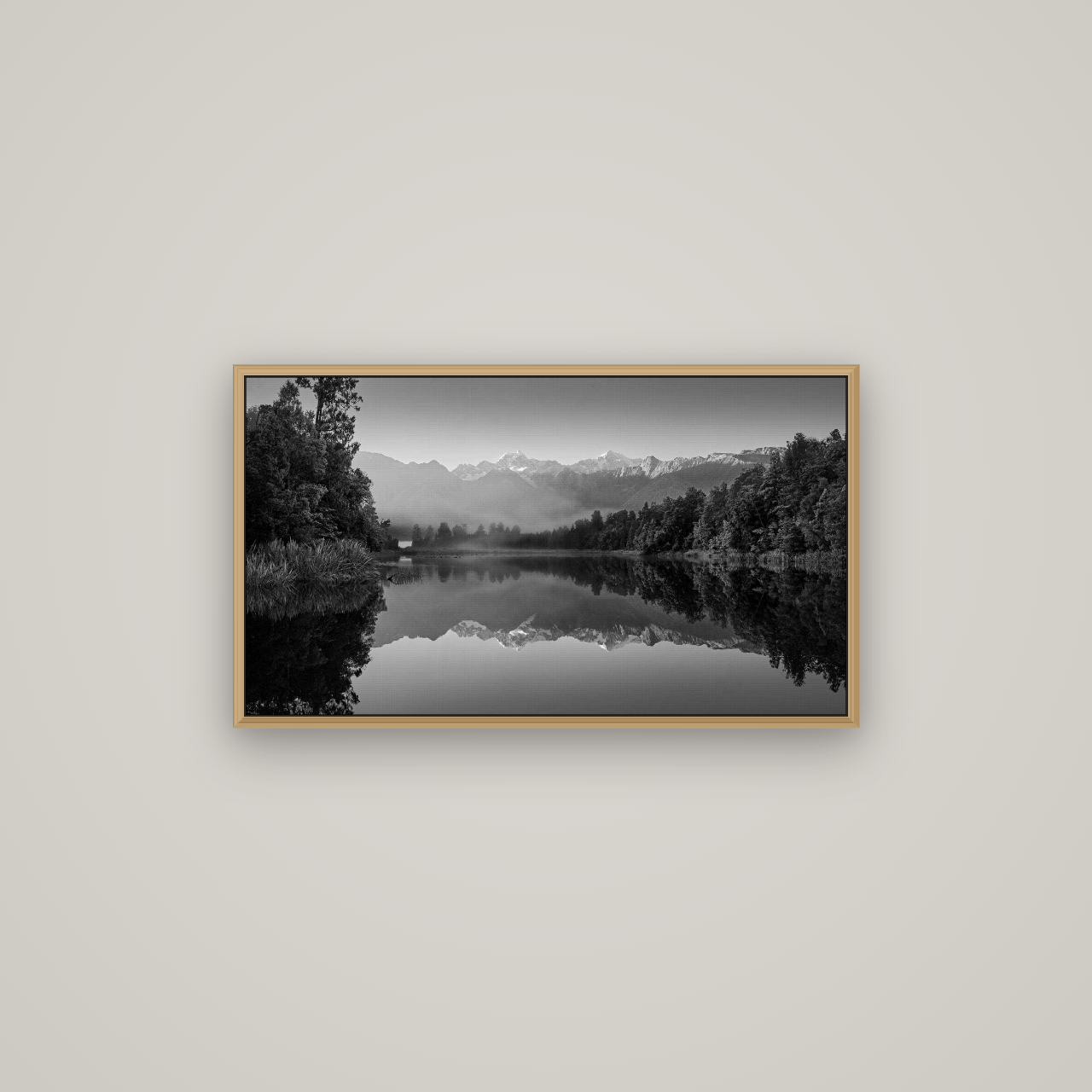 Mountain Majesty, West Coast, Basel Natural Oak, 80×45 cm. New Zealand fine art wall art by Stephen Milner.