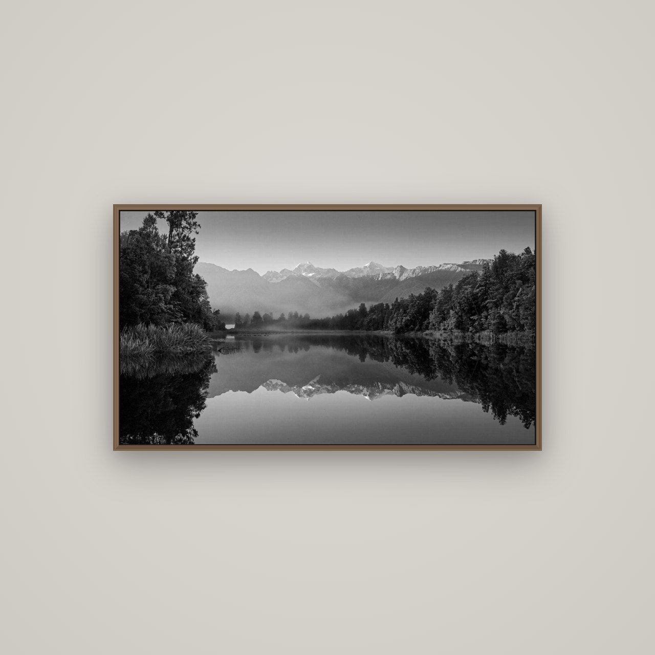 Mountain Majesty, West Coast, Basel Walnut, 107×60 cm. New Zealand fine art wall art by Stephen Milner.