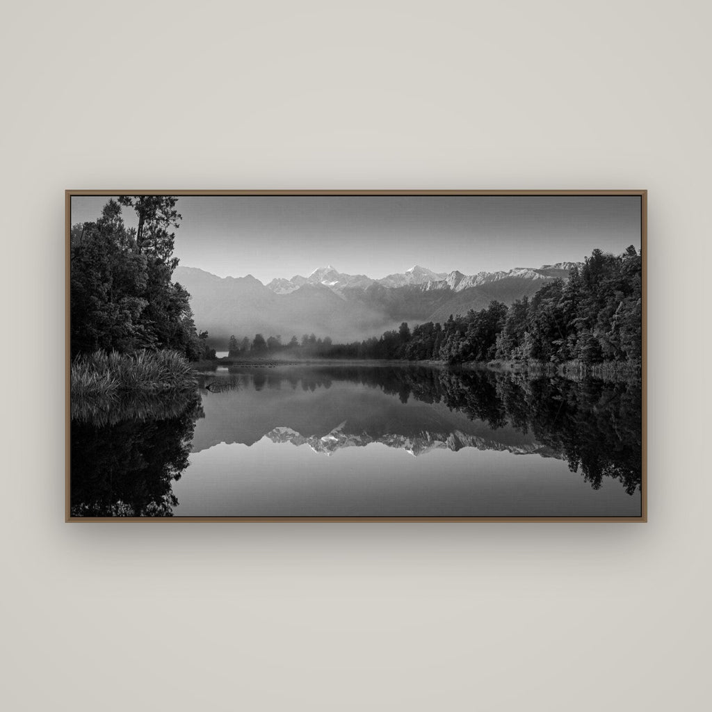 Mountain Majesty, West Coast, Basel Walnut, 160×90 cm. New Zealand fine art wall art by Stephen Milner.