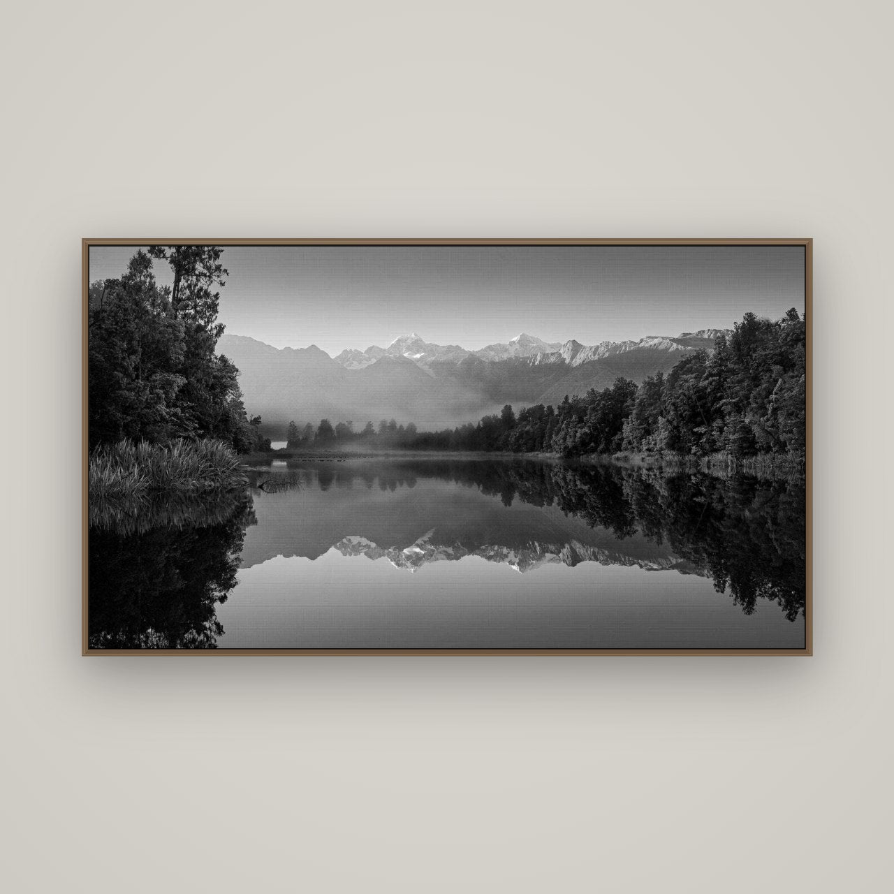 Mountain Majesty, West Coast, Basel Walnut, 160×90 cm. New Zealand fine art wall art by Stephen Milner.