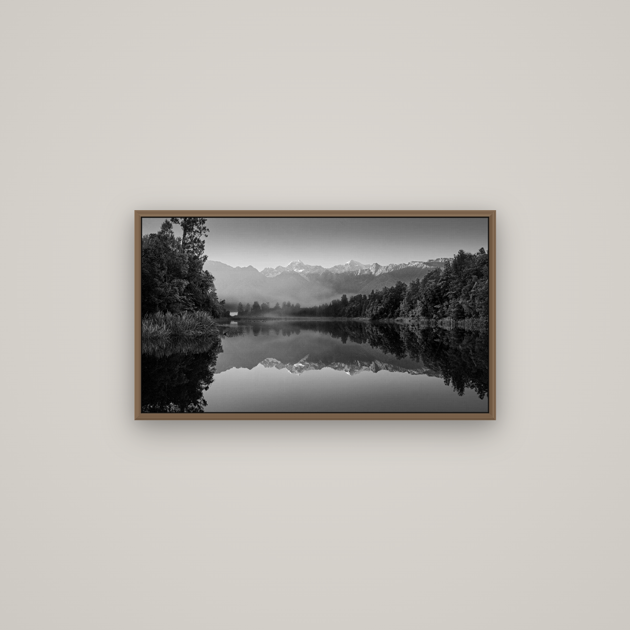 Mountain Majesty, West Coast, Basel Walnut, 80×45 cm. New Zealand fine art wall art by Stephen Milner.