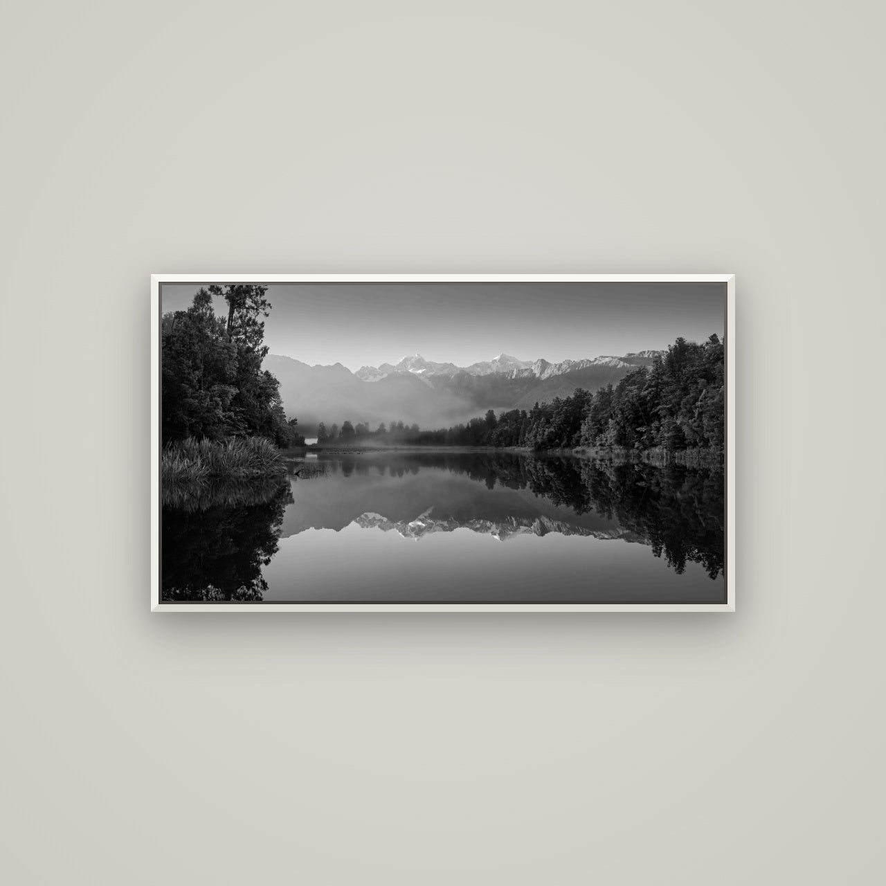 Mountain Majesty, West Coast — Basel White, 107×60 cm. New Zealand fine art wall art by Stephen Milner.