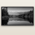 Mountain Majesty, West Coast — black float frame canvas, 200 × 130 cm. New Zealand fine art landscape wall art by Stephen Milner.