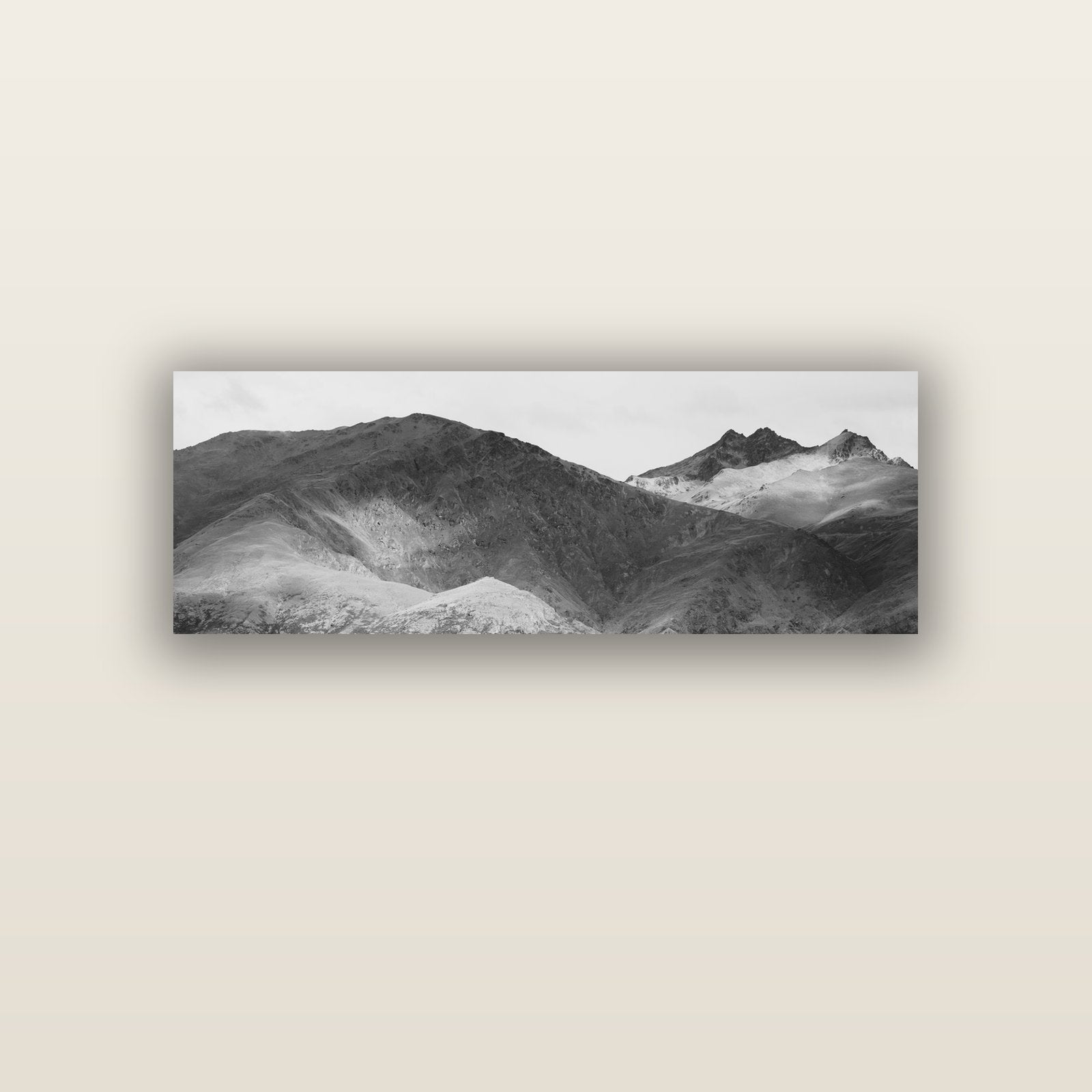 Mountain Mosaic, Arrowtown Crown Range — acrylic glass print, 122 × 41 cm. New Zealand fine art landscape wall art by Stephen Milner.