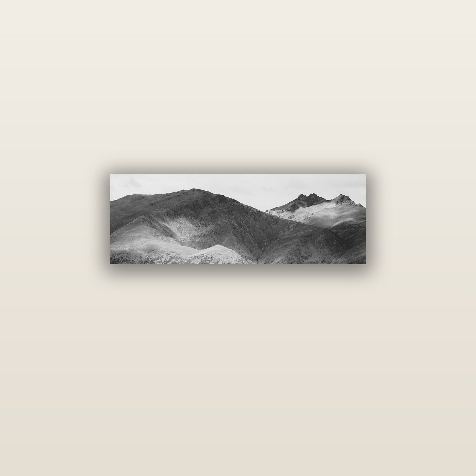 Mountain Mosaic, Arrowtown Crown Range — acrylic glass print, 76 × 25 cm. New Zealand fine art landscape wall art by Stephen Milner.