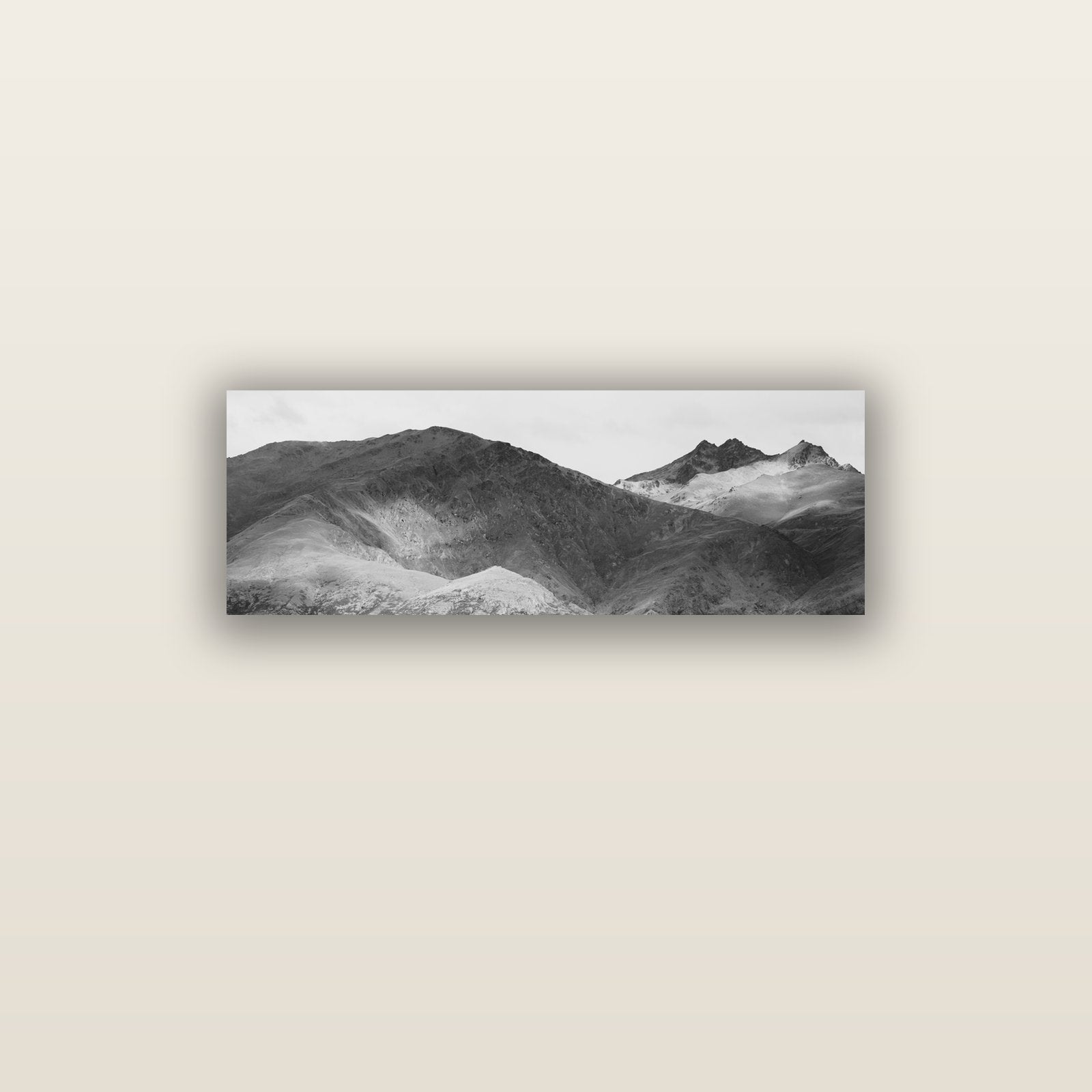 Mountain Mosaic, Arrowtown Crown Range — acrylic glass print, 91 × 30 cm. New Zealand fine art landscape wall art by Stephen Milner.