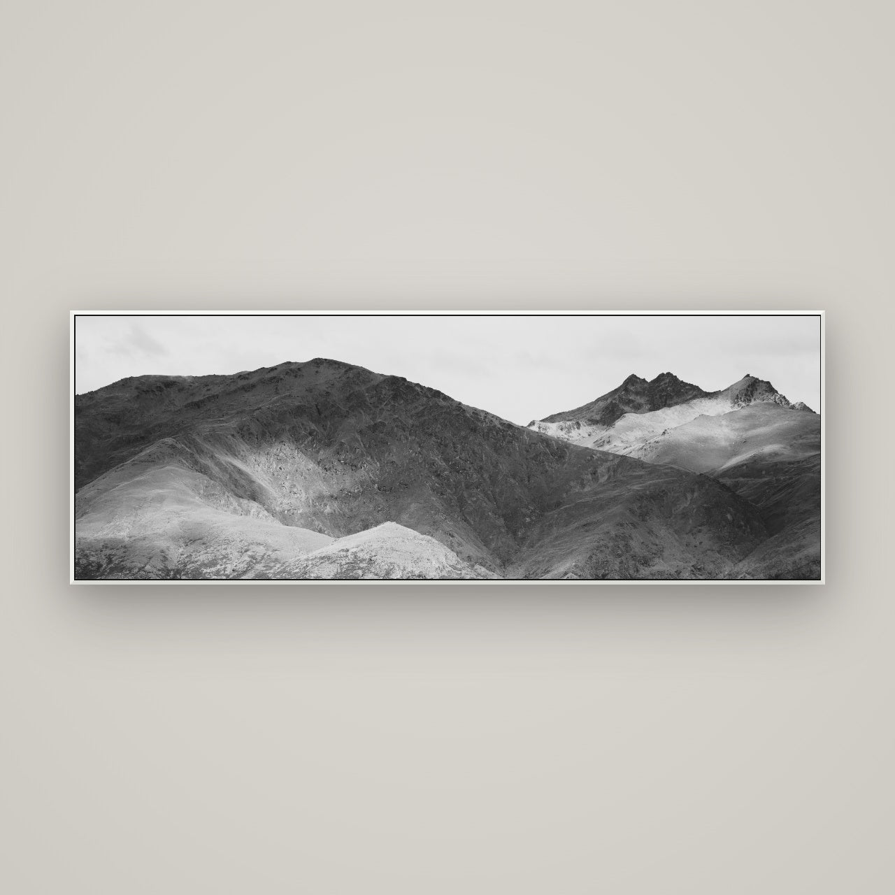 Mountain Mosaic, Arrowtown Crown Range — ArtBox White, 170×60 cm. New Zealand fine art wall art by Stephen Milner.