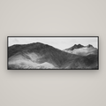 Mountain Mosaic, Arrowtown Crown Range — Basel Black Matte, 198×70 cm. New Zealand fine art wall art by Stephen Milner.