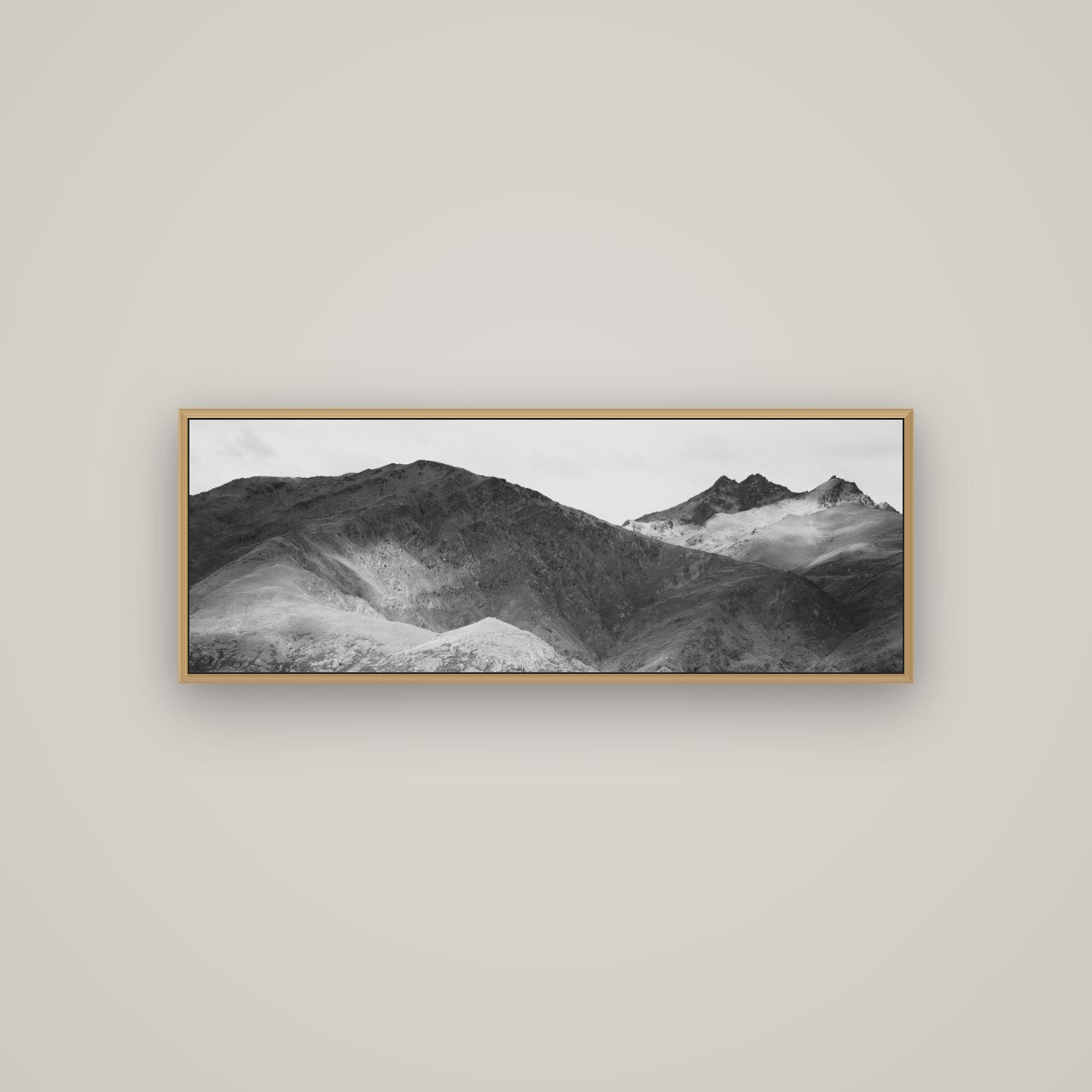 Mountain Mosaic, Arrowtown Crown Range, Basel Natural Oak, 113×40 cm. New Zealand fine art wall art by Stephen Milner.